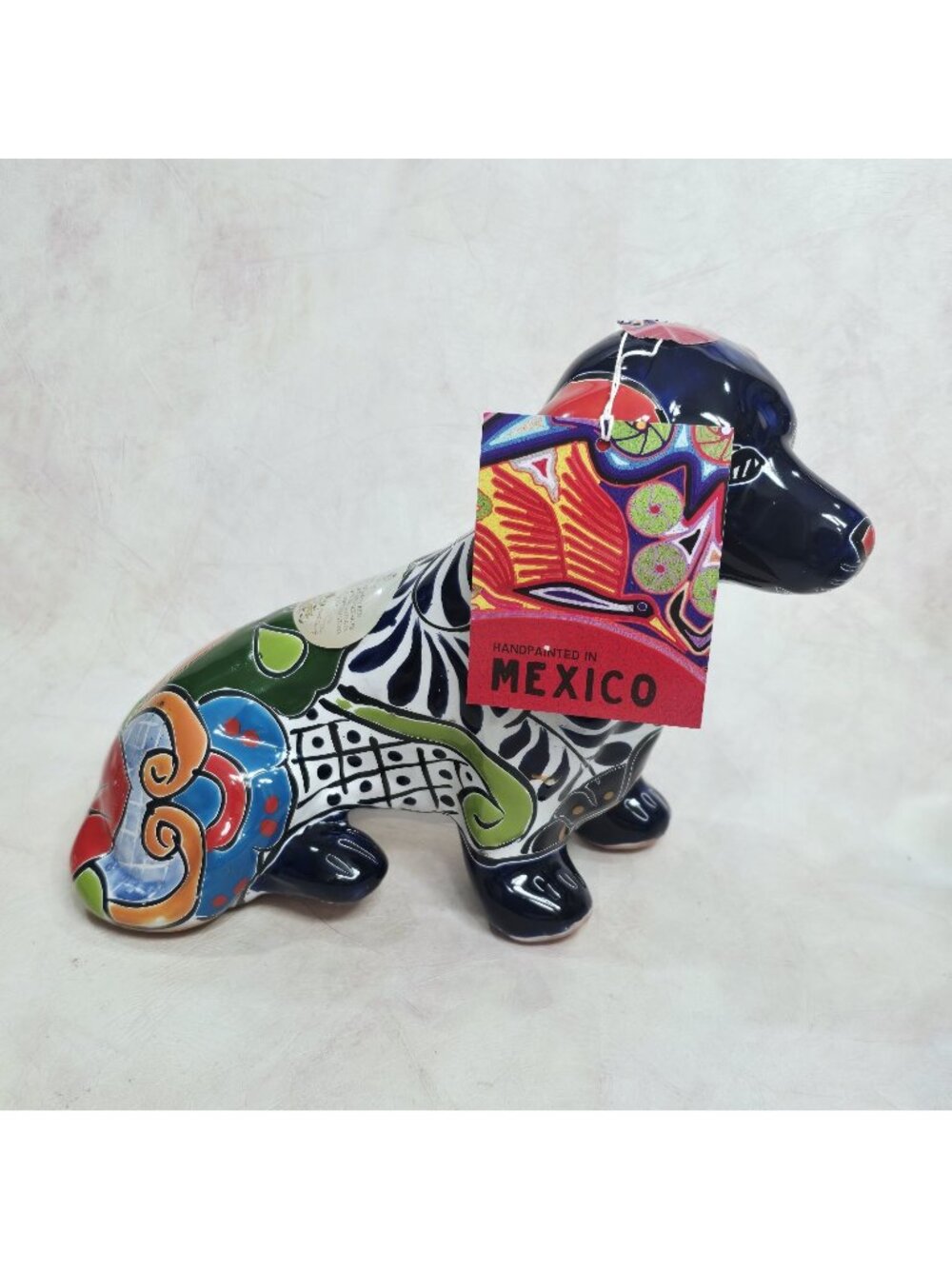 Talavera 10.5' x 8.5" Mexican Hand-Painted‎ Dachshund Dog Figurine Art Pottery